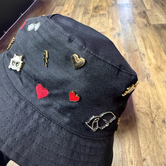 Karl Lagerfeld Black Hat with Red and Gold Accents - Picture 5 of 7